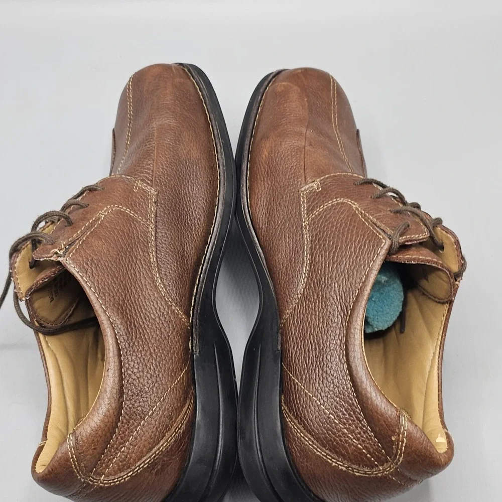 GH Bass & Co Pebbled Leather Oxford Brown Lace Up Shoes Mens 10.5 W Base-lex